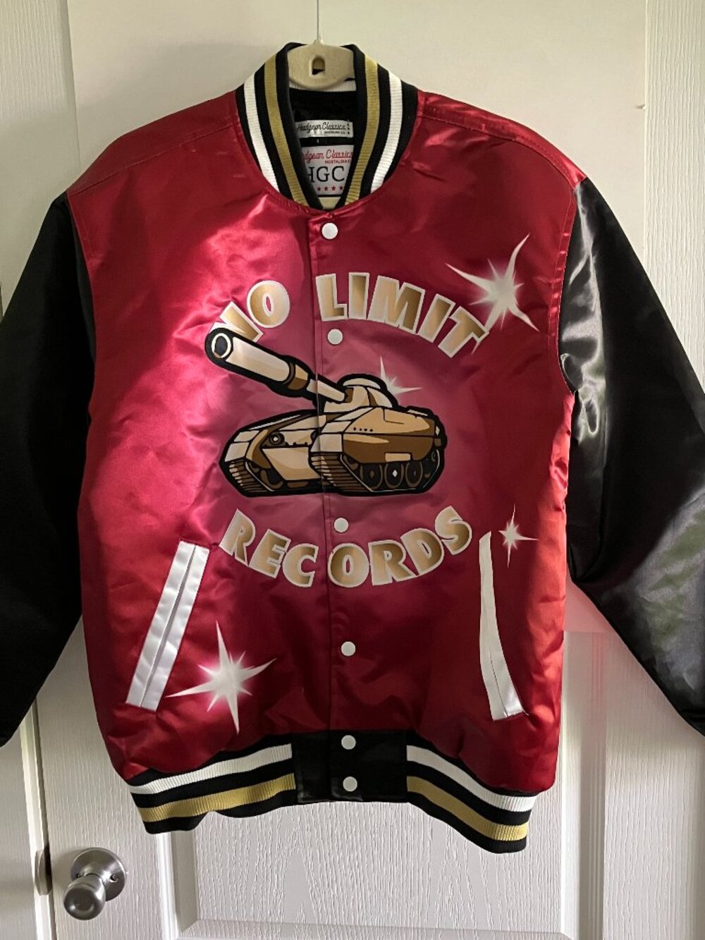 NWT Headgear Classics No Limit Records Master P Satin Varsity Jacket Red Mens L